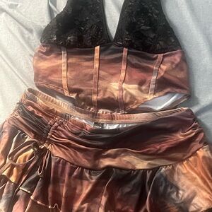 SHEIN Black and Multicolor Two-Piece Set